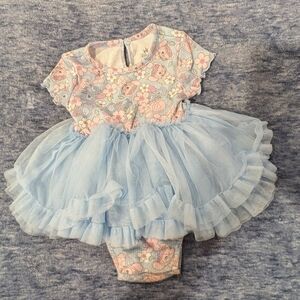 Disney Baby Floral Dress with Pink and Blue Accents
